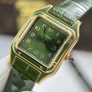 Cartier Santos Dumont Yellow Gold Replica Green Dial AF Factory 43.5mm x 31 (1)