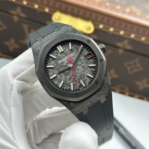 Audemars Piguet Royal Oak 15500 DiW Carbon NTPT Replica Watch Red Second Hand 41mm (2)