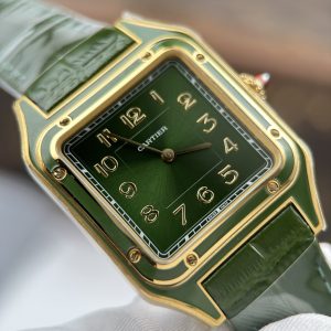 Cartier Santos Dumont Yellow Gold Replica Green Dial AF Factory 43.5mm x 31 (1)
