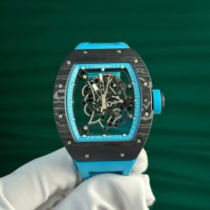 Richard Mille RM055 Carbon NTPT Replica 1 1 Blue Rubber Strap ZF Factory 49.9×42 (1)