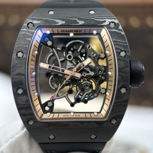 Richard Mille RM055 Carbon NTPT Replica Watches Rose Gold Dial ZF Factory 49.9×42 (1)