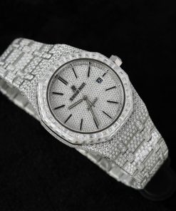 Audemars Piguet Iced Out Full Moissanite Diamonds Bezel Baguette 15400 41mm