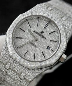Audemars Piguet Iced Out Full Moissanite Diamonds Bezel Baguette 15400 41mm