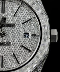 Audemars Piguet Iced Out Full Moissanite Diamonds Bezel Baguette 15400 41mm