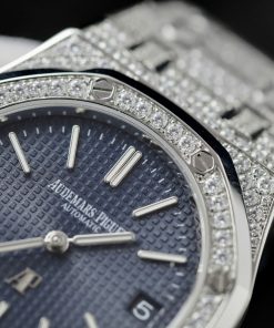 Audemars Piguet Replica Watch Royal Oak Jumbo Extra-Thin 16202 Custom Moissanite Diamonds Hong Kong 39mm (2)