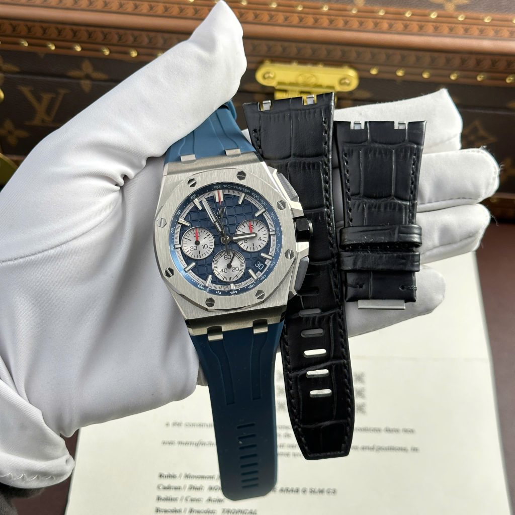 Audemars Piguet Replica Watches Royal Oak Offshore Chronograph 26420 Blue Dial APP Factory 43mm (2)