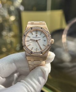 Audemars Piguet Royal Oak 77351OR Bezel Diamonds Replica Watch 34mm (1)