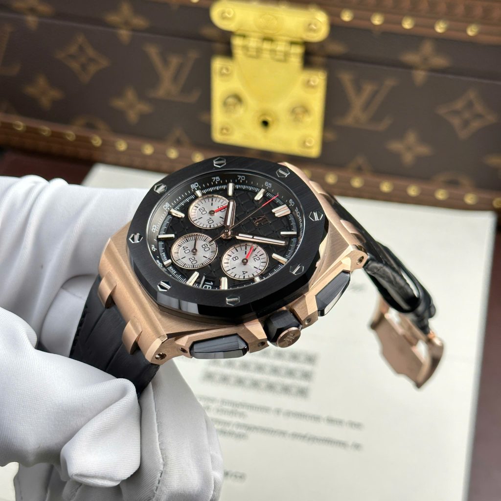 Audemars Piguet Royal Oak Offshore Chronograph 26420 Rose Gold Replica Watches Black Dial APP Factory 43mm (2)