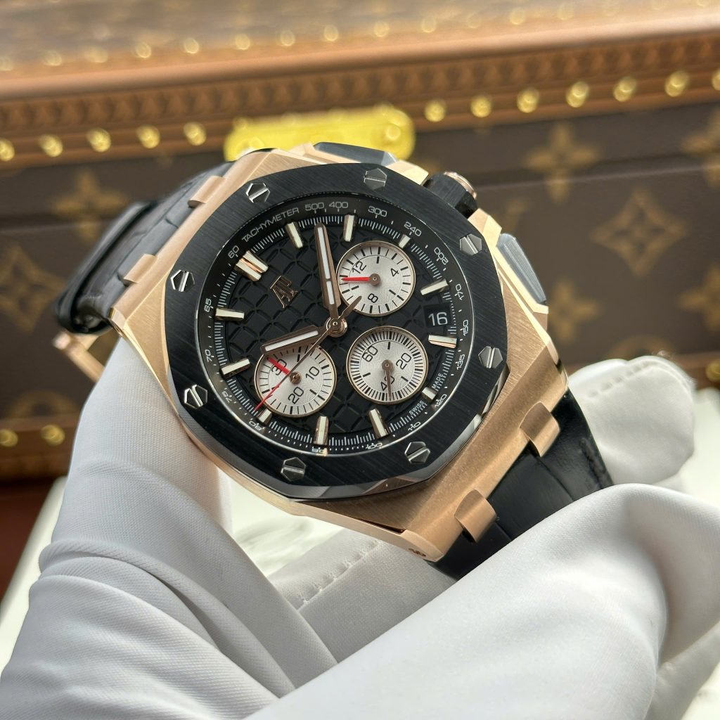 Audemars Piguet Royal Oak Offshore Chronograph 26420 Rose Gold Replica Watches Black Dial APP Factory 43mm (2)