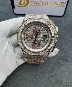 Audemars Piguet Solid Gold 18K Customs Full Diamonds Baguette Iced Out 41mm (2)