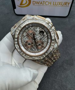 Audemars Piguet Solid Gold 18K Customs Full Diamonds Baguette Iced Out 41mm (2)