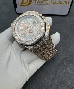 Audemars Piguet Solid Gold 18K Customs Full Diamonds Baguette Iced Out 41mm (2)