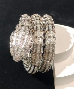 BVLGari Serpenti Bracelet Remake Natural Diamond 18K White Gold (2)