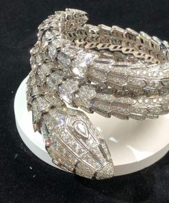 BVLGari Serpenti Bracelet Remake Natural Diamond 18K White Gold (2)