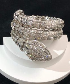 BVLGari Serpenti Bracelet Remake Natural Diamond 18K White Gold (2)