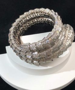 BVLGari Serpenti Bracelet Remake Natural Diamond 18K White Gold (2)