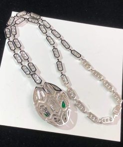 BVLGari Serpenti Necklace Gemstone Diamond 18K White Gold Custom (2)