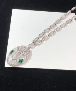 BVLGari Serpenti Necklace Gemstone Diamond 18K White Gold Custom (2)