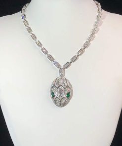 BVLGari Serpenti Necklace Gemstone Diamond 18K White Gold Custom (2)