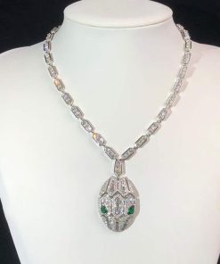 BVLGari Serpenti Necklace Gemstone Diamond 18K White Gold Custom (2)