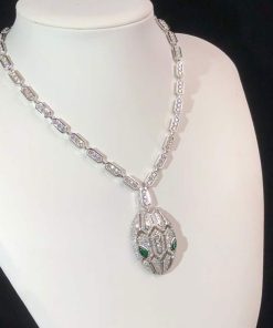 BVLGari Serpenti Necklace Gemstone Diamond 18K White Gold Custom (2)