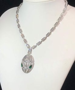 BVLGari Serpenti Necklace Gemstone Diamond 18K White Gold Custom (2)