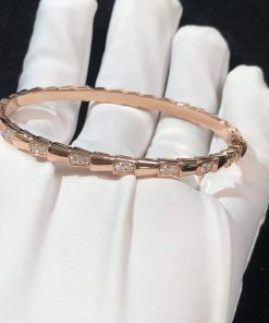 BVLGari Serpenti Vipper Bracelet Remake Natural Diamond 18K Rose Gold (2)