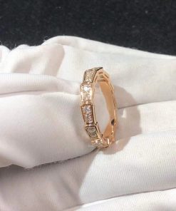 BVLGari Serpenti Vipper Ring Custom Natural Diamond 18K Rose Gold (2)
