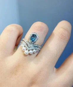 Boucheron Womens Rings Crown Texture Custom 18K White Gold Diamond (2)