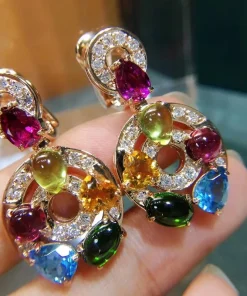 Bvlgari Cerchi Women Earrings Custom Diamonds Gold 18K (3)