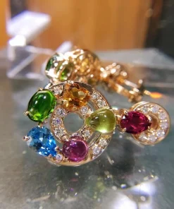 Bvlgari Cerchi Women Earrings Custom Diamonds Gold 18K (3)