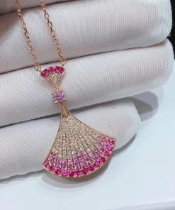Bvlgari Divas Dream Pink Necklace Custom Sapphire Diamond 18K Rose Gold (2)