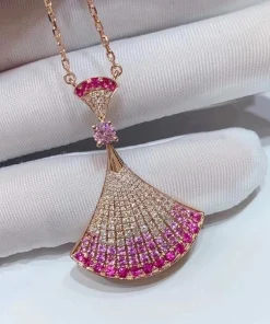 Bvlgari Divas Dream Pink Necklace Custom Sapphire Diamond 18K Rose Gold (2)