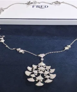 Bvlgari Divas Dream Womens Necklace Custom Diamond 18K White Gold (2)