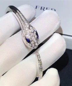 Bvlgari Serpenti Bangle Bracelet Custom Diamond 18K White Gold (2)