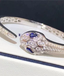 Bvlgari Serpenti Bangle Bracelet Custom Diamond 18K White Gold (2)