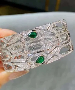 Bvlgari Serpenti Bracelet Custom Emerald Diamond White Gold 18K (2)