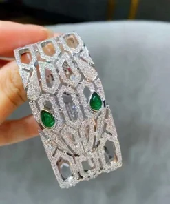 Bvlgari Serpenti Bracelet Custom Emerald Diamond White Gold 18K (2)