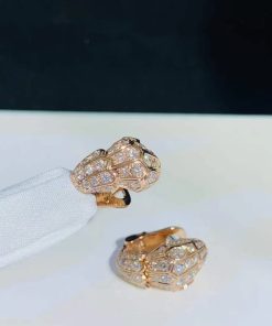 Bvlgari Serpenti Earring Custom Natural Diamond 18K Rose Gold (2)