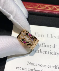 Bvlgari Serpenti Rings Custom Ruby Diamond 18K Rose Gold (2)