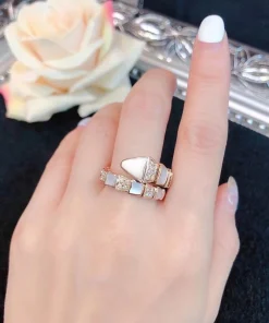 Bvlgari Serpenti Viper Women Rings Custom Diamond Rose Gold 18K (2)