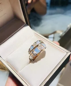 Bvlgari Serpenti Viper Women Rings Custom Diamond Rose Gold 18K (2)