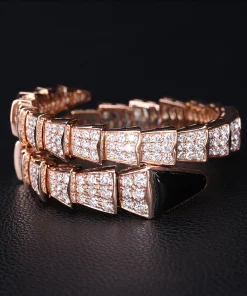 Bvlgari Serpenti Viper Womens Bracelet Custom Diamond 18K Rose Gold (2)