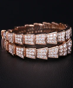 Bvlgari Serpenti Viper Womens Bracelet Custom Diamond 18K Rose Gold (2)