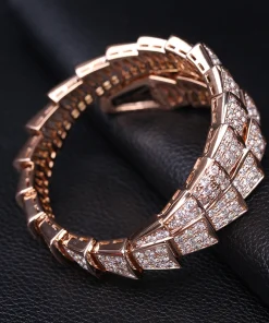 Bvlgari Serpenti Viper Womens Bracelet Custom Diamond 18K Rose Gold (2)