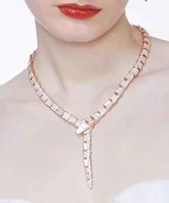 Bvlgari Serpenti Viper Womens Necklace Custom 18K Rose Gold Diamond (2)