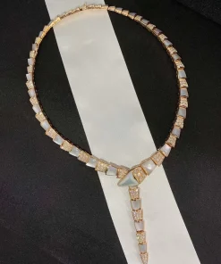 Bvlgari Serpenti Viper Womens Necklace Custom 18K Rose Gold Diamond (2)