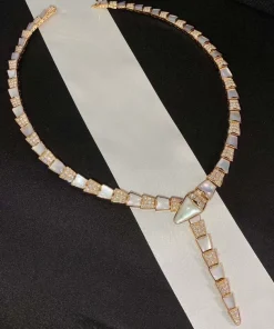 Bvlgari Serpenti Viper Womens Necklace Custom 18K Rose Gold Diamond (2)