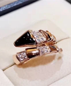 Bvlgari Serpenti Viper Womens Rings Custom Diamond 18K Rose Gold (2)