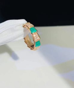 Bvlgari Serpenti Vipper Womens Rings Gemstone Diamond 18K Rose Gold Custom (2)